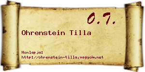 Ohrenstein Tilla névjegykártya